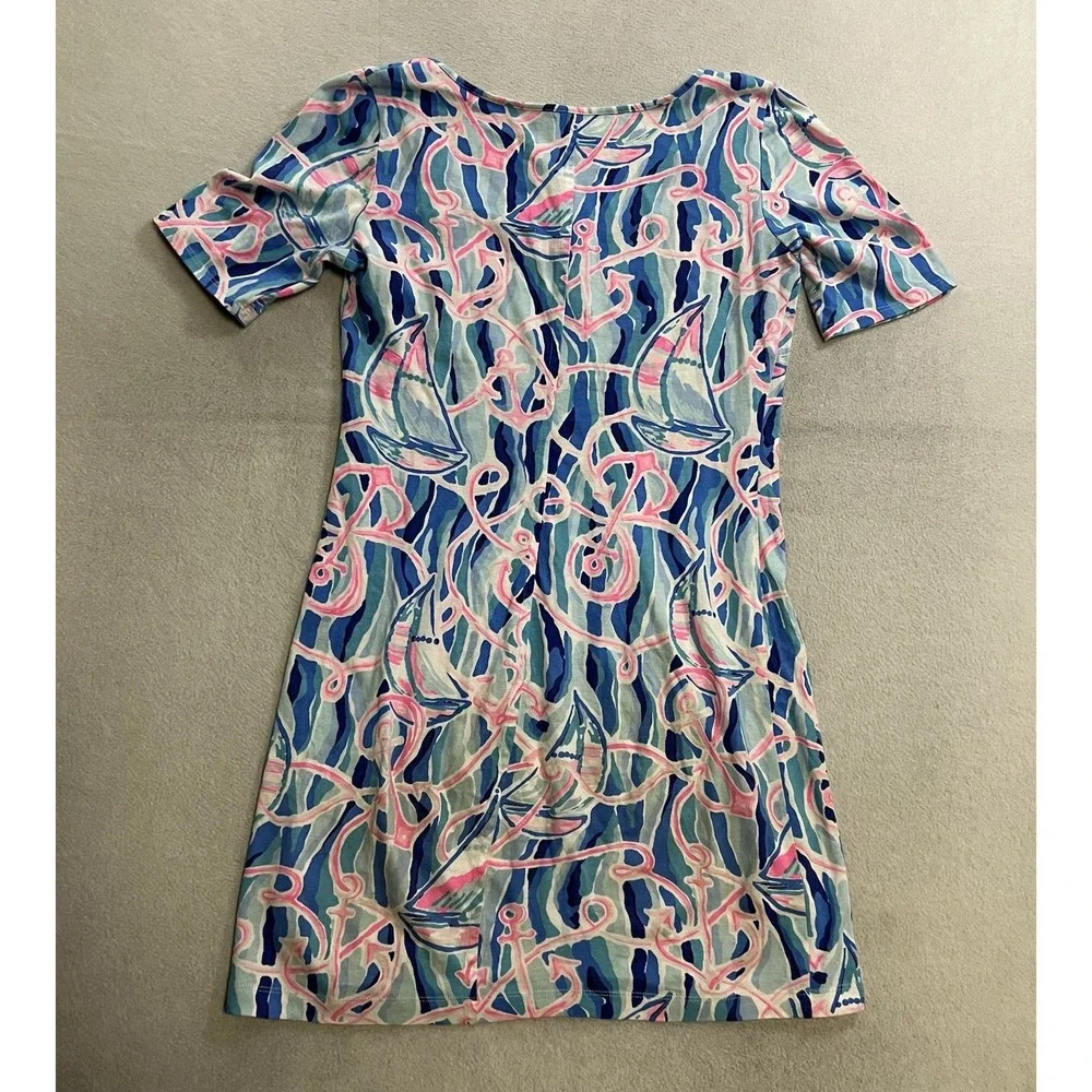 Lilly Pulitzer Gavyn Henley T-Shirt Dress Cotton Jersey Women's Size XS Cotton